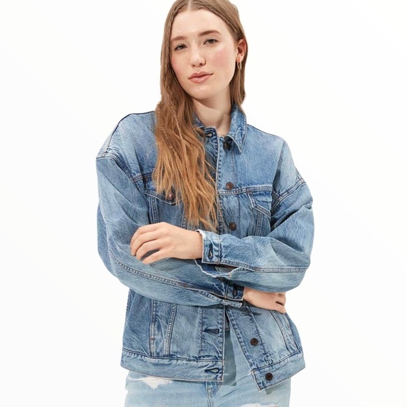 AMERICAN EAGLE Button Front Jean Jacket With Pockets Denim Blue Size Small - Picture 1 of 10